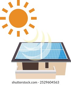 Solar panel, Solar power system, Renewable solution, Eco-friendly, Clean power,illustration, Sustainable technology, Green power, Solar generation, Solar panel design, electricity system,