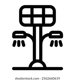 Solar panel powering street LEDs symbol - renewable energy, sustainability and ecology icon.