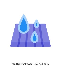 solar panel in rainy flat icon illustration