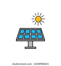 Solar panel receiving bright sunlight