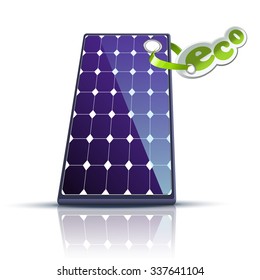 solar panel with reflection and shadow on a white background 