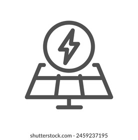 Solar panel related icon outline and linear vector.