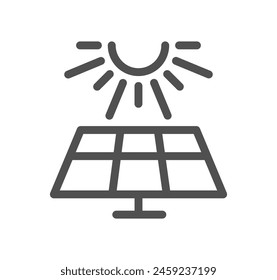 Solar panel related icon outline and linear vector.