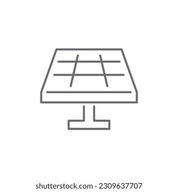 Solar panel related vector linear icon. Solar power station. Renewable energy, alternative electricity manufacturing. Photovoltaic. Alternative source of energy. Power device. Editable stroke
