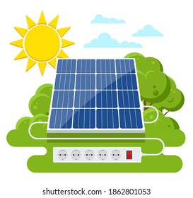 Solar panel. Renewable energy sources. Backup power energy storage system.
