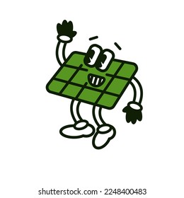Solar panel retro vintage style vector illustration isolated. Ecological alternative electricity power of future. Solar energy for kids cartoon funny style. 50th 60th 70th funny smile hero image. 
