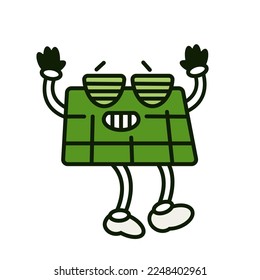 Solar panel retro vintage style vector illustration isolated. Ecological alternative electricity power of future. Solar energy for kids cartoon funny style. 50th 60th 70th hero image. 