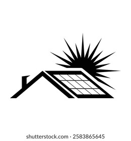 solar panel roof icon vector template illustration design