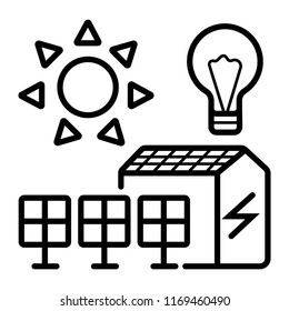 Solar panel roof vector icon