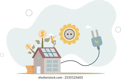 solar panel for saving .concept of alternative energy and future.flat characters.