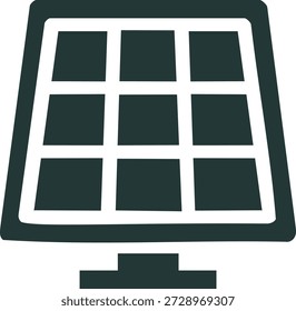 Icono de pantalla de panel solar que ilustra los sistemas de monitoreo solar y los paneles de energía renovable.