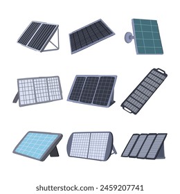 solar panel set cartoon. sun power, cell photovoltaic, technology sky solar panel sign. isolated symbol vector illustration