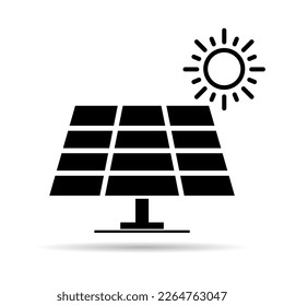 Solar panel shadow icon, green power technology, ecology alternative energy vector illustration .