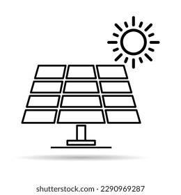 Solar panel shadow icon, green power technology, ecology alternative energy vector illustration .