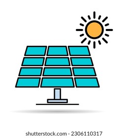 Solar panel shadow icon, green power technology, ecology alternative energy vector illustration .