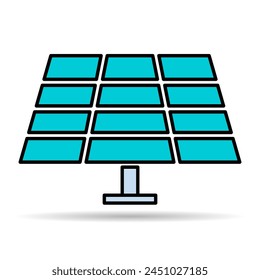 Solar panel shadow icon, green power technology, ecology alternative energy vector illustration .