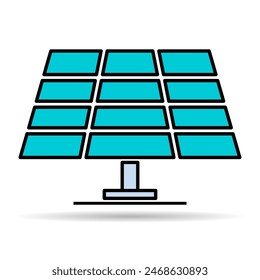 Solar panel shadow icon, green power technology, ecology alternative energy vector illustration .
