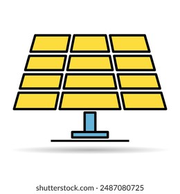 Solar panel shadow icon, green power technology, ecology alternative energy vector illustration .