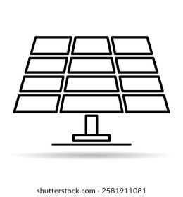 Solar panel shadow icon, green power technology, ecology alternative energy vector illustration .