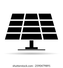 Solar panel shadow icon, green power technology, ecology alternative energy vector illustration .