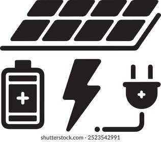 A solar panel silhouette icon vector design