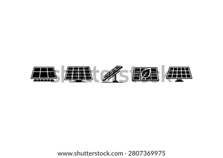 Solar Panel Silhouette Vector Collection Set