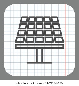 Solar panel simple icon. Flat desing. On graph paper. Grey background.ai