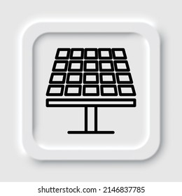 Solar panel simple icon. Flat design. Neumorphism design.ai