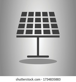 Solar panel simple icon with shadow. Flat desing