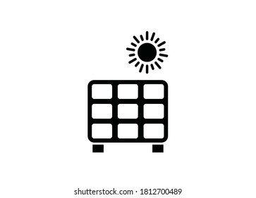 Solar panel. Simple illustration in black and white