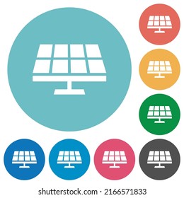 Solar Panel Solid Flat White Icons On Round Color Backgrounds