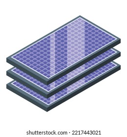 Solar panel stack icon isometric vector. Energy power. Eco roof