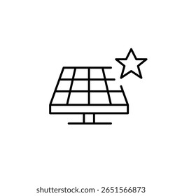 Solar panel and star. Top-rated award winning clean energy generation. Pixel perfect, editable stroke vector icon