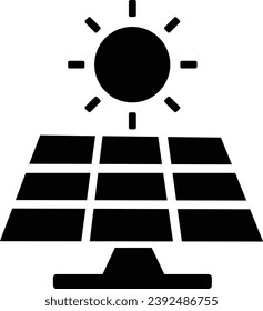 Solar panel station icon on black background. Vector illustration.