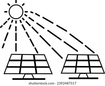 Sonnenkollektorsymbol auf weißem Hintergrund. Vektorgrafik.