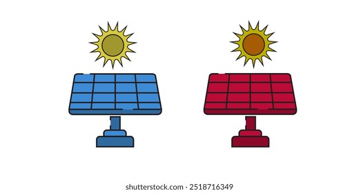 Solar panel station icon on white background. Vector illustration.