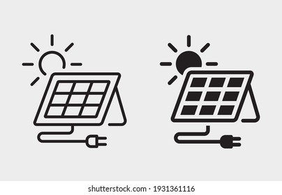 Solar panel station icon. Vector illustration isolated on white.