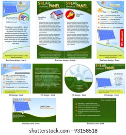 Solar Panel Stationary - brochure design, CD cover design and business card design in one package and fully editable.