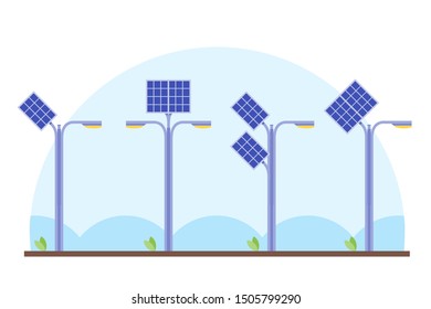 Solar Panel Street Lamp Post vector illustration design. Green energy electricity element.  Can be used for web and mobile development suitable for infographic