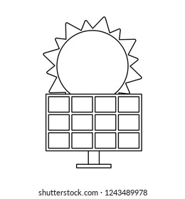 Solar panel and sun black and white