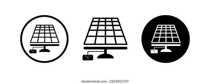 Solar panel with sun energy. Green energy. Sun power station. Vector icon illustration.