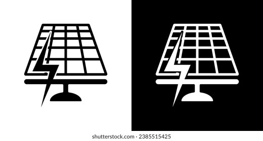 Solar panel with sun energy. Green energy. Sun power station. Vector icon illustration.