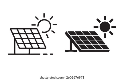 Solar Panel and Sun energy Icon vector. Showing Renewable Energy