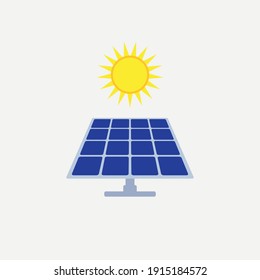 Solar Panel, Sun Energy Sign, Icon, Symbol. Vector Illustration