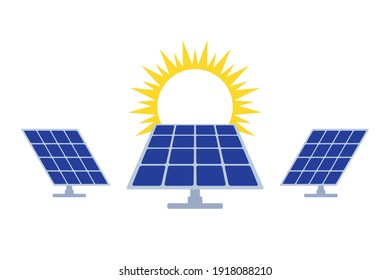 Solar Panel, Sun Energy Sign, Icon, Symbol. Vector Illustration