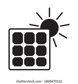 Solar panel with sun flat icon for apps or websites