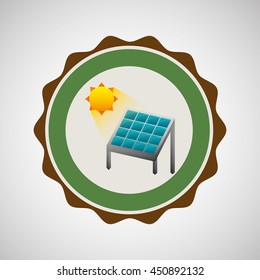 solar panel with sun, green concept, vector illustration