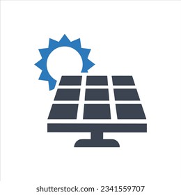 Solar panel with sun icon