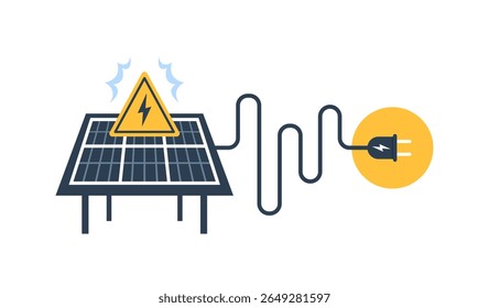 Sonnenkollektor und Sonnensymbol, autonome Elektrizität, Energiequelle, flaches Design, Vektorgrafik