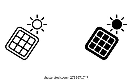 Solar panel and sun icon renewable energy source